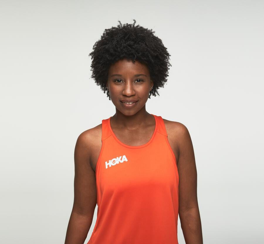 Hoka One One Top Dames - Performance Tank - Oranje - AP9045861